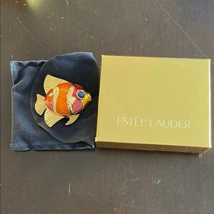 Estee Lauder Orange & Gold Fish Compact Collector's Item